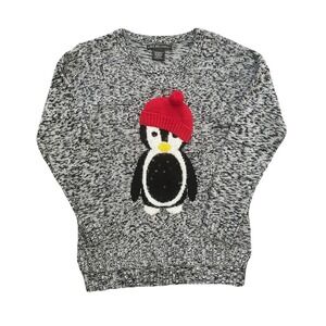 United States Sweaters Holiday Penguin‎ Hat Ugly Christmas Sweater Gray Size S